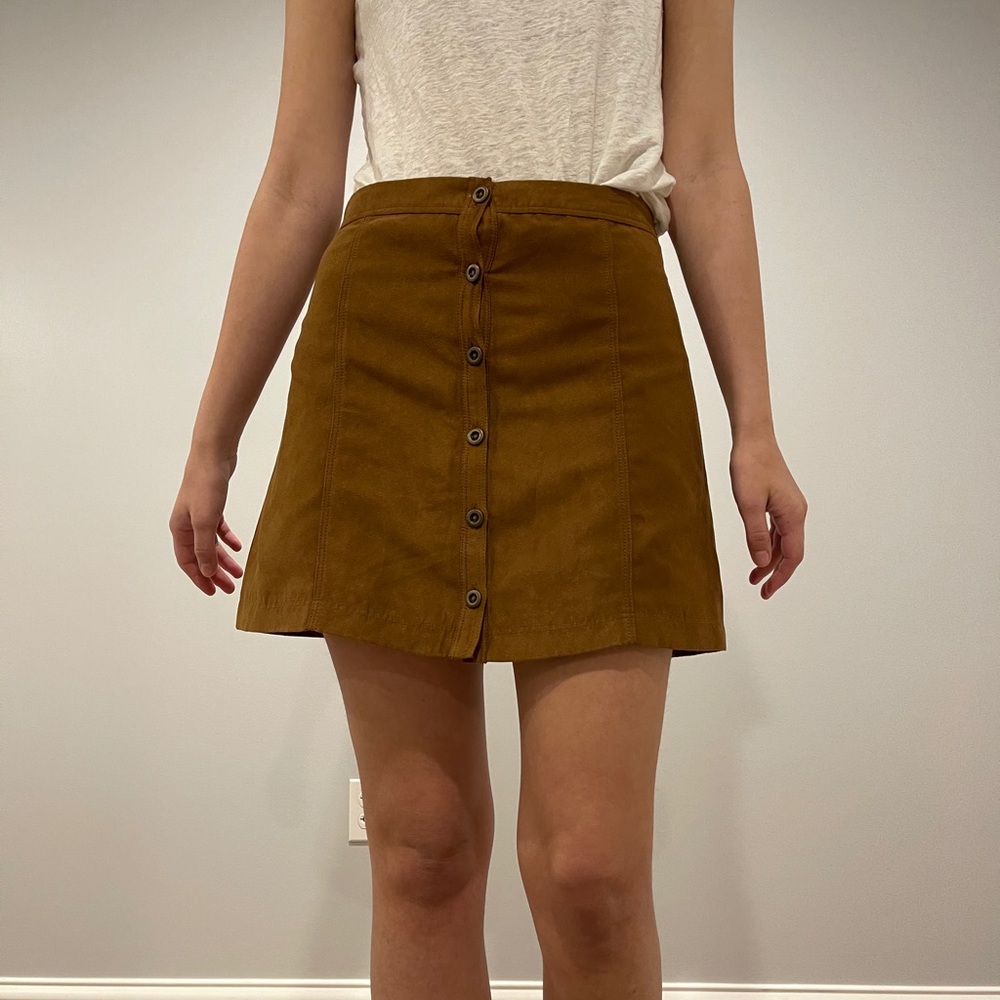 Hollister suede button front skirt